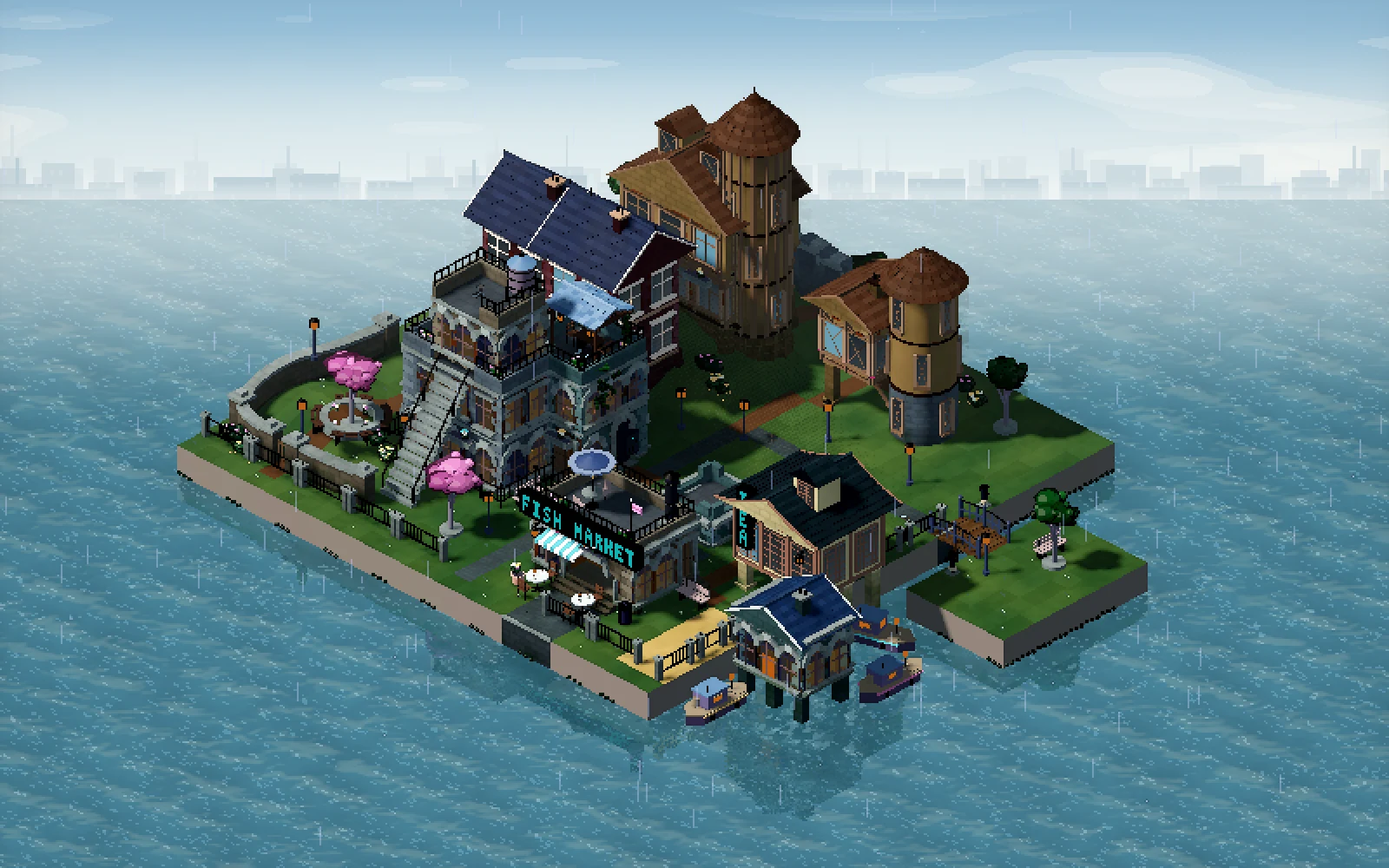 Construction capture 0 milliseconds after placing the small house on the right edge of Harbour
