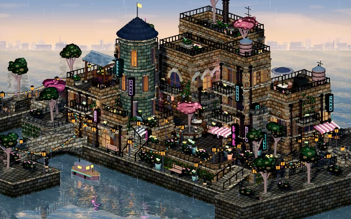 The town finds its voice: a capture from the PixelPunk development archive.