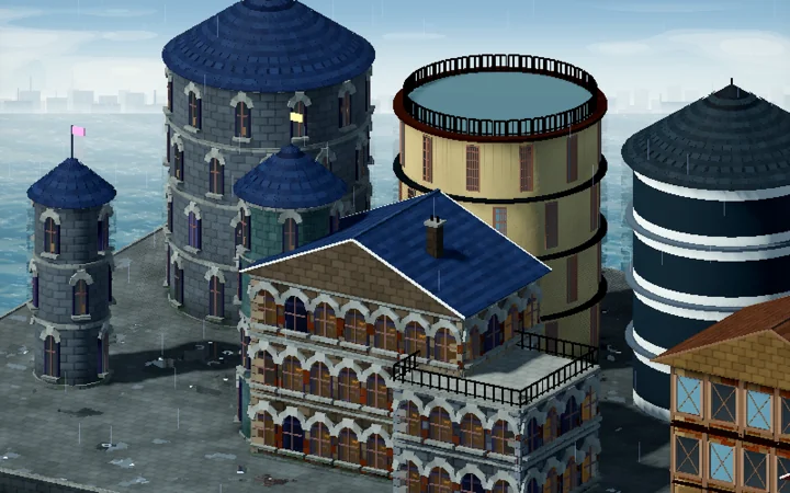 Big buildings, little lies: a capture from the PixelPunk development archive.